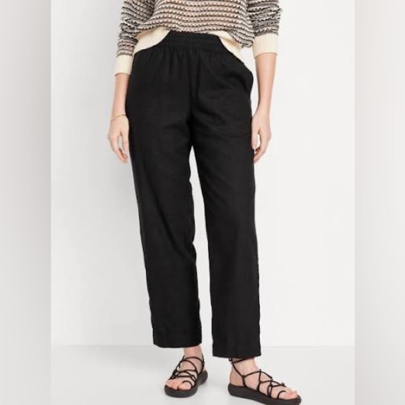 Old Navy Pants - Old Navy High-Waisted Linen-Blend Straight Pants